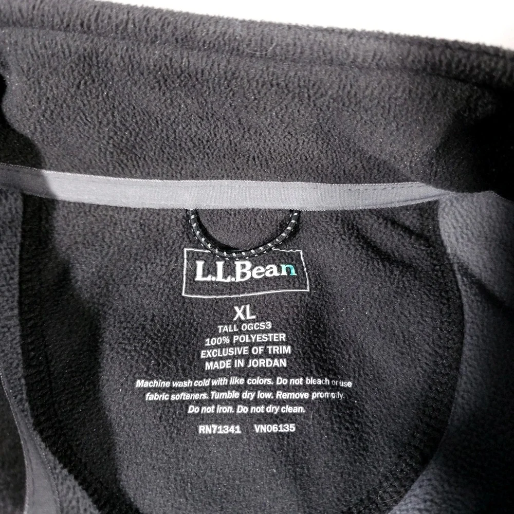 L.L. Bean Fleece Vest‎ Mens XL Tall Black Polartec Windbloc Full Zip Outdoor